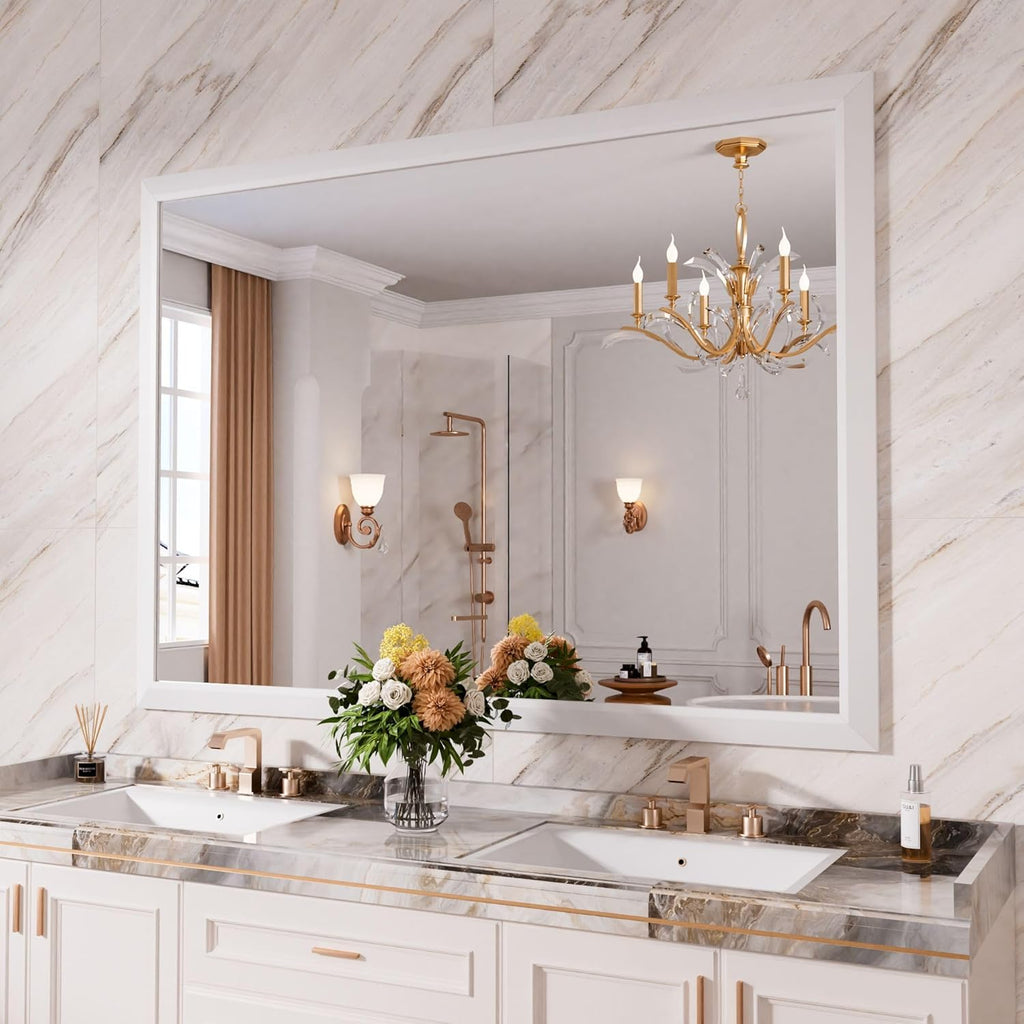 Mirrorae Bathroom Wall Mirror 36 x 32 Inch, Black
