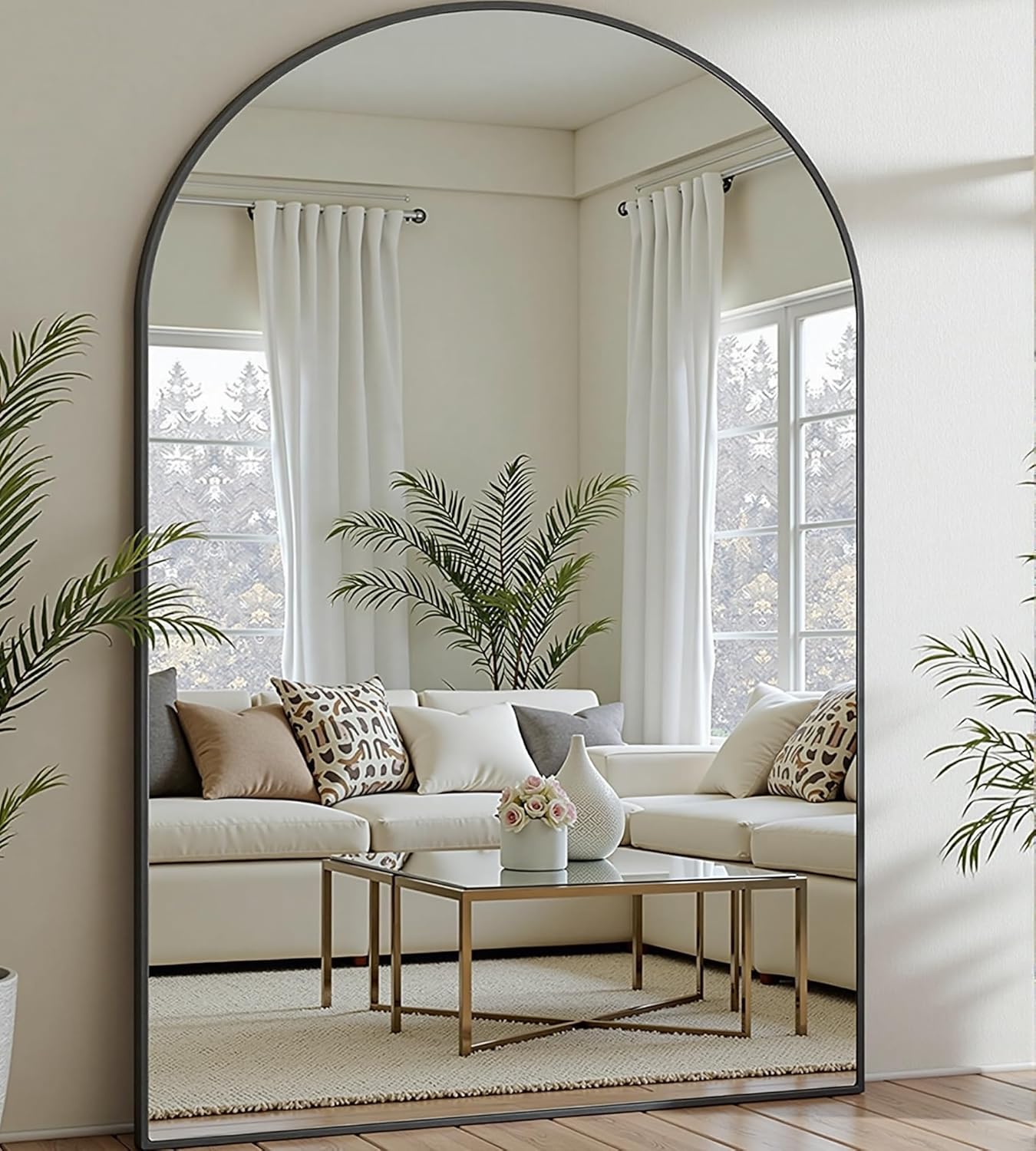 Mirrorae Arched Full Length Mirror 70 x 26 Inch, Black
