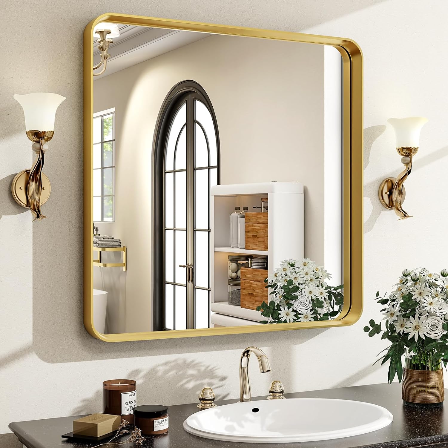 Mirrorae Bathroom Wall Mirror 48 x 30 Inch, Silver