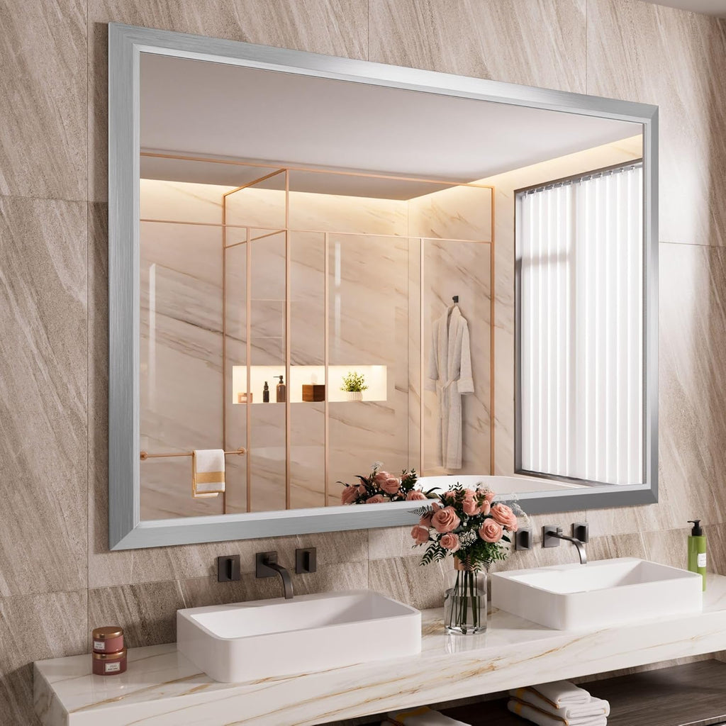 Mirrorae Bathroom Wall Mirror 36 x 32 Inch, Black